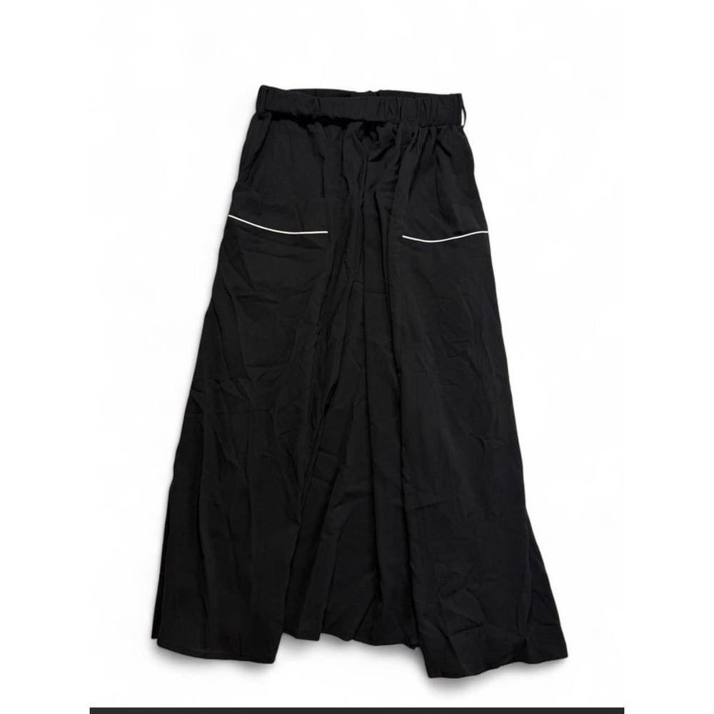 Gorpcore Black White Piping Accent Utilitarian Cargo Maxi Skirt
